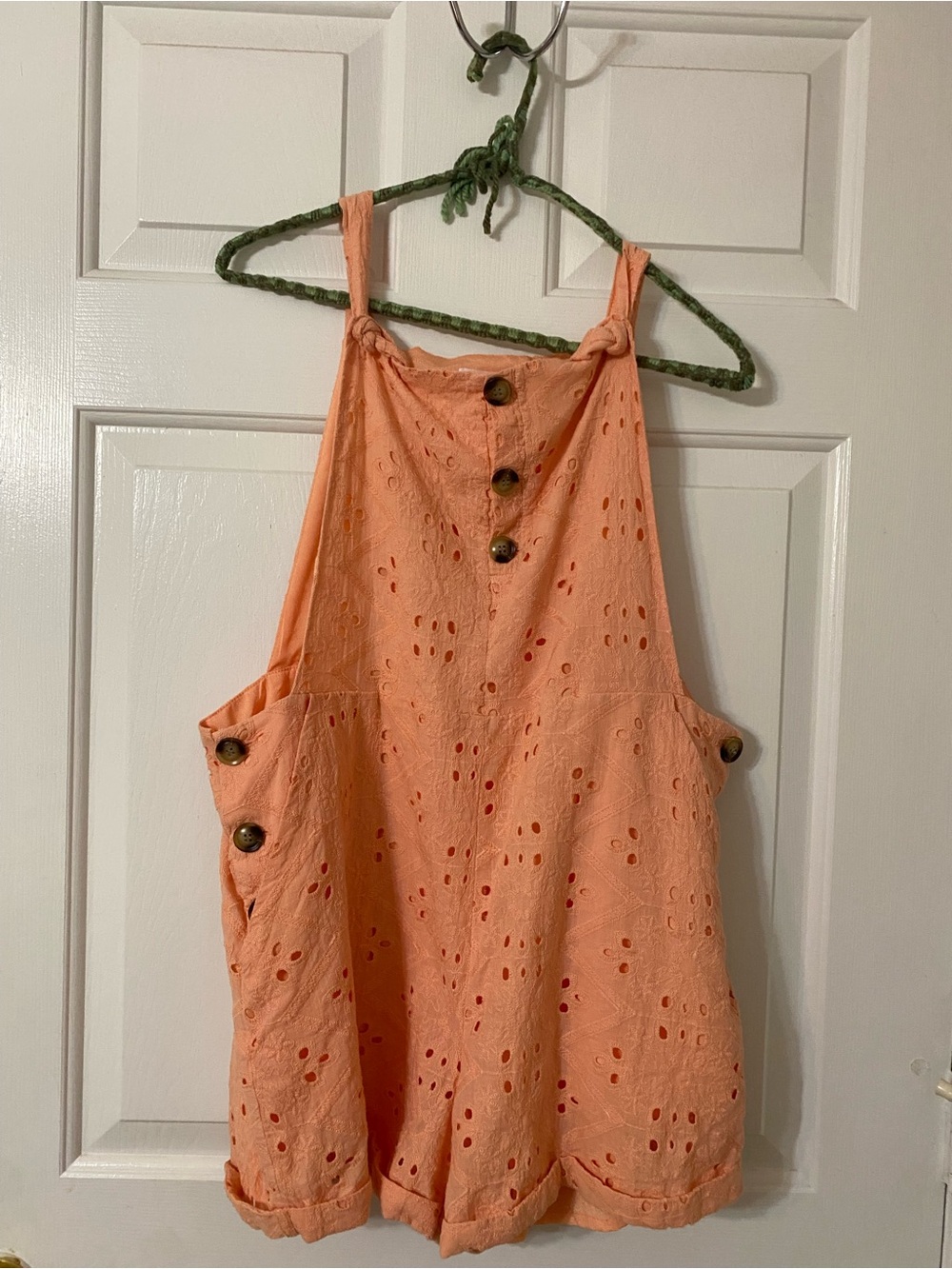 PINK Victoria's Secret Peach Eyelet Button-Front Camisole
